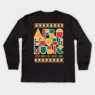 AFRO HOUSE  - Cultured Font (white) Kids Long Sleeve T-Shirt